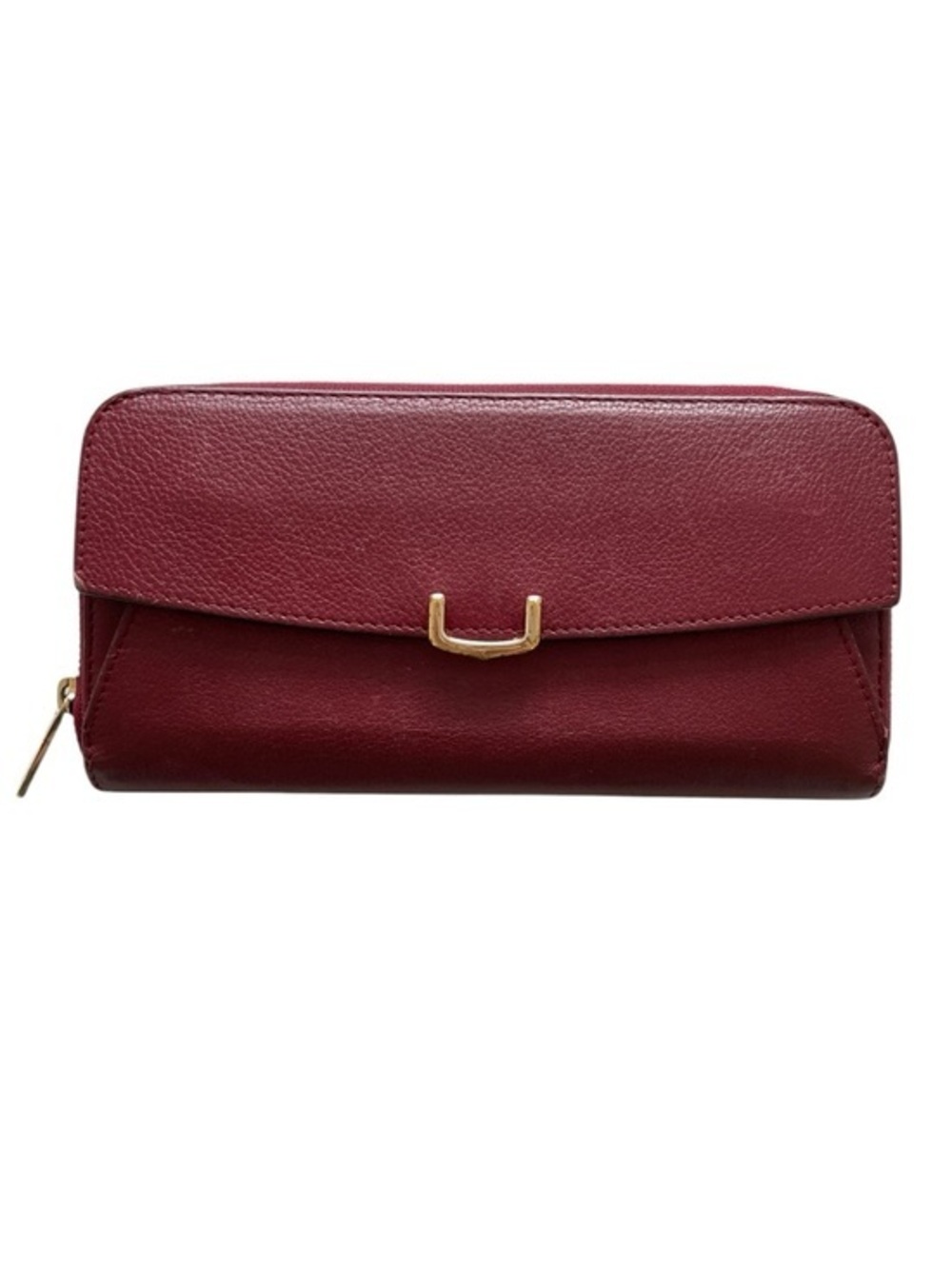 Cartier C De Cartier Burgundy Leather Zip Around Wallet RARE